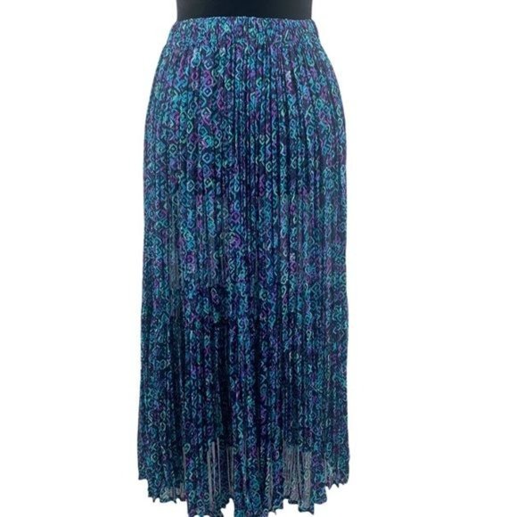 Sedona Clothing Company Blue Boho Pleated Abstract Pull On Maxi Skirt One Size - Picture 5 of 6